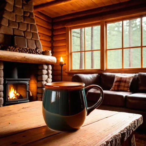 Beispielbild Rustic Cabin Fireplace (KI-generiert)