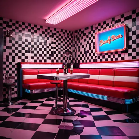 Beispielbild Retro Diner Neon Booth (KI-generiert)