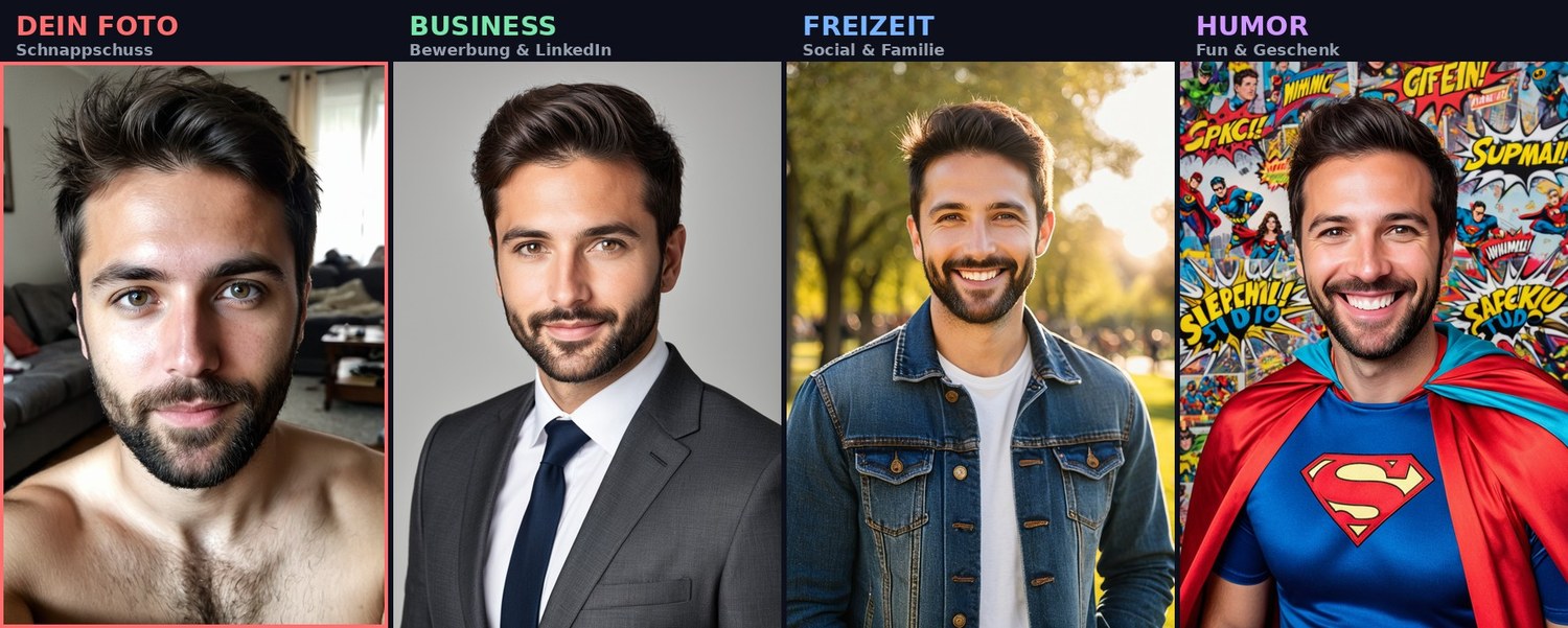 Beispiel: ein Foto in vier Looks